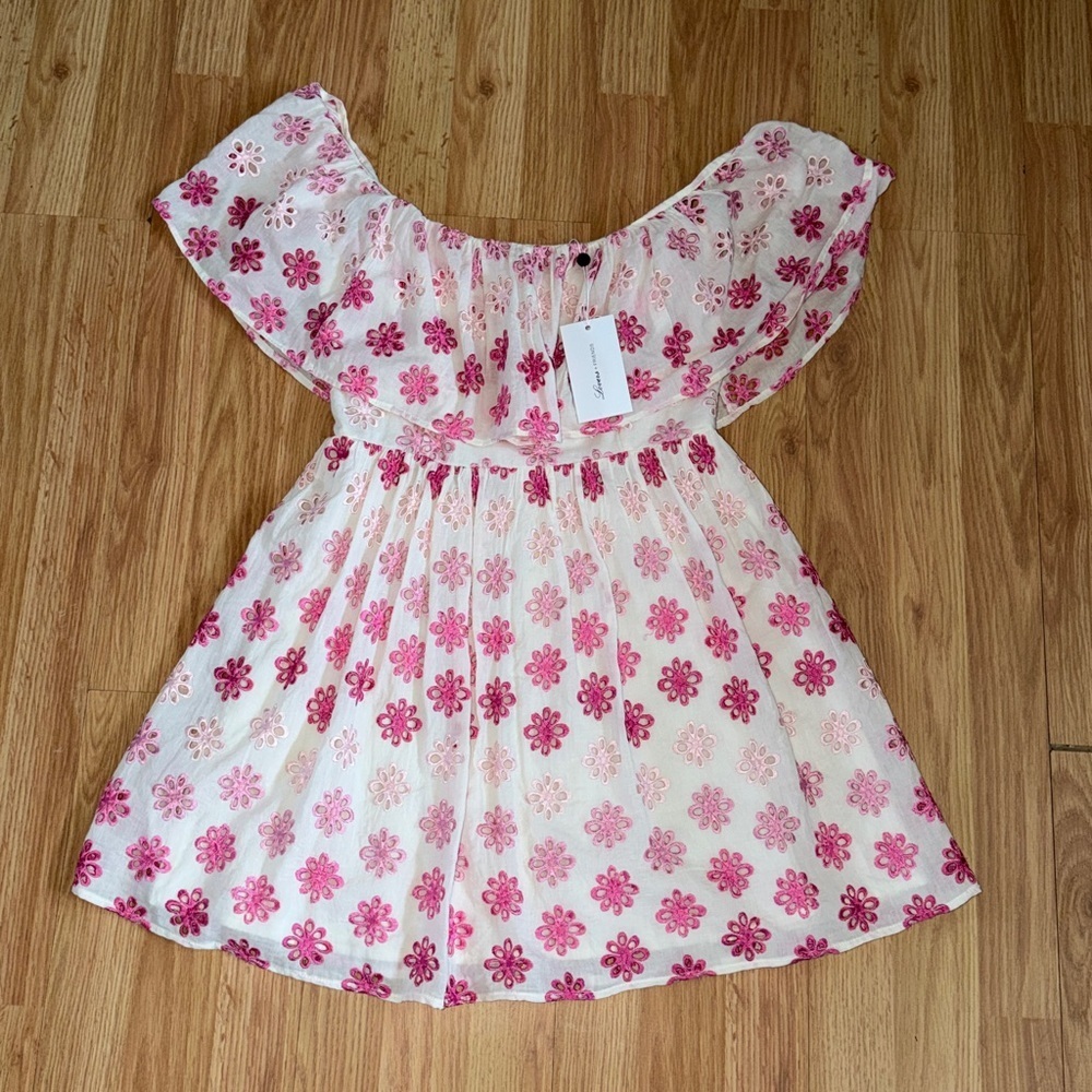 NWT Lovers + Friends Off the Shoulder Eyelet Mini Dress Size Small
